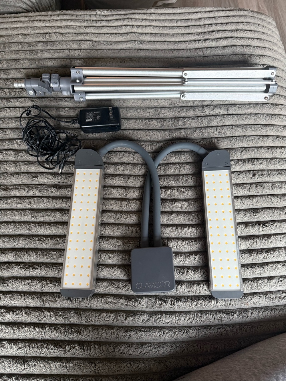 Dual-Arm LED Light Panel in Gray - Adjustable Studio Lighting